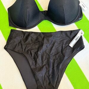 Victoria's Secret Black Ribbed Bikini